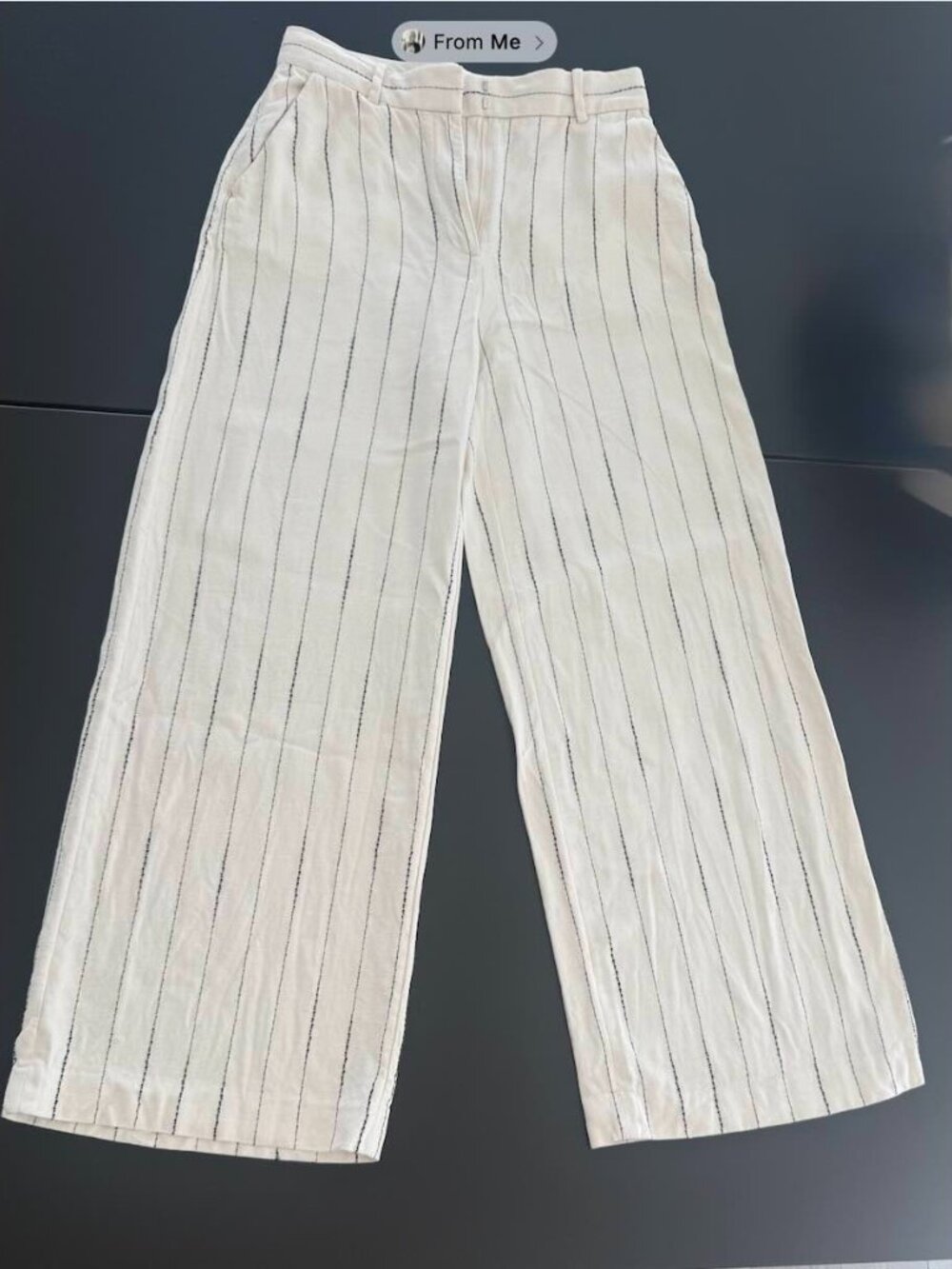 & Other Stories Linen-Blend Striped Wide-Leg Trousers (Size EU 36 / US 4)